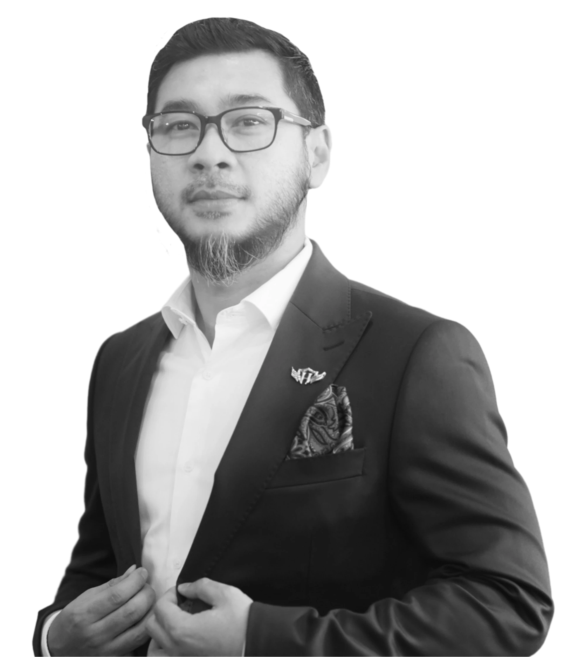 Black and white portrait of Daru Dewayanto